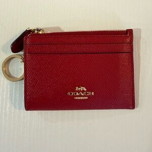 Coach Mini Skinny ID Case- Cherry Red